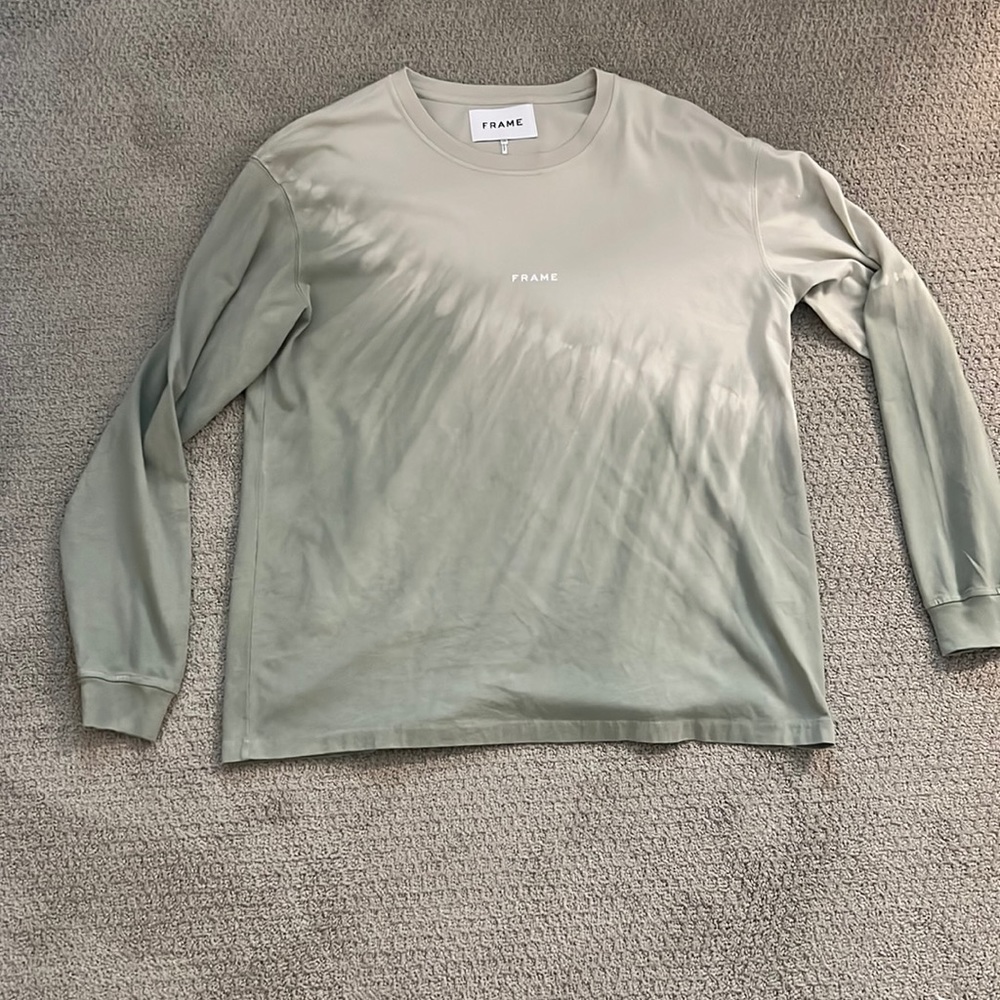 Tie Dye Green FRAME long sleeve t-shirt.